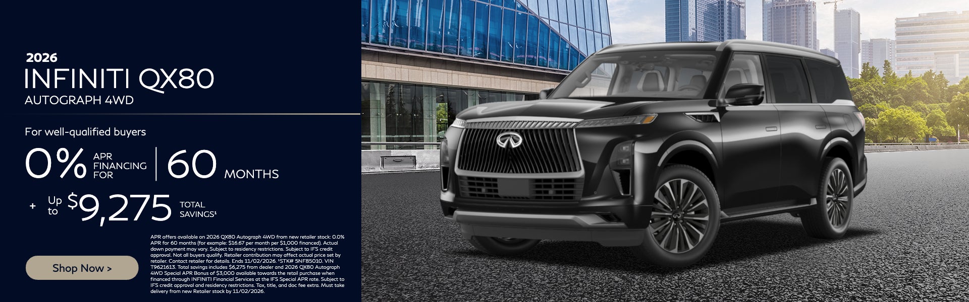 APR offers available on 2026 QX80 from new retailer stock: 0